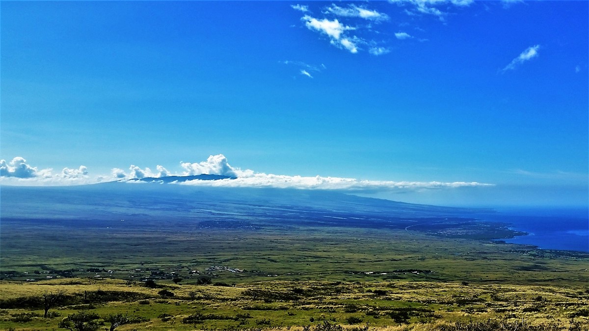 Looking south from Kohala toward Hualalai Volcano