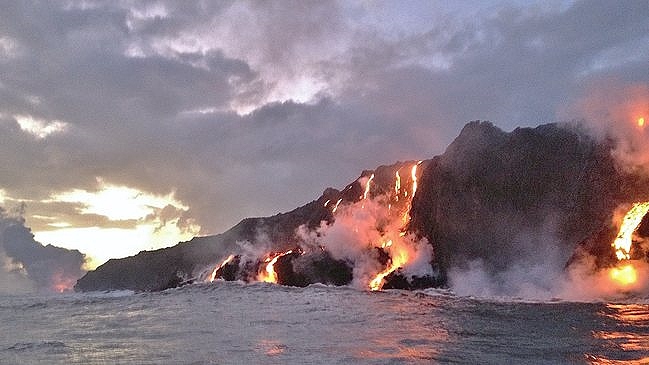 Kilauea Volcano lava flow ocean entry