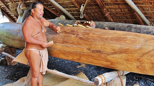 Living history exhibit at Pu'uhonua o Honaunau